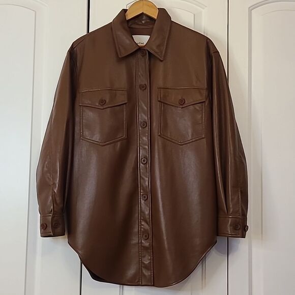 Wilfred The Ganna Vegan Leather Shirt Jacket Brown Size M - Picture 4 of 16